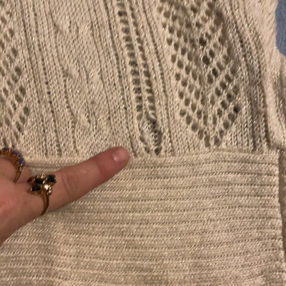 Cream colored short sleeve sparkle Cowell neck shirt - Picture 2 of 6